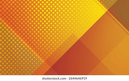 Dynamic Orange-Yellow Abstract Background with Halftone Dots and Geometric Overlays, Perfect for Modern Designs, Business Presentations, and Creative Projects with a Warm, Energetic Feel