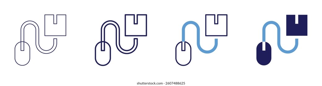 Dynamic order routing icon in 4 different styles. Thin Line, Line, Bold Line, Duotone. Duotone style. Editable stroke.