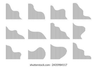 Decoración de esquina de líneas orgánicas dinámicas con formas líquidas irregulares. Ilustración vectorial de elementos gráficos modernos para la decoración de banners