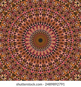 Dynamic oriental psychedelic circular mosaic background design - abstract floral colorful vector graphic