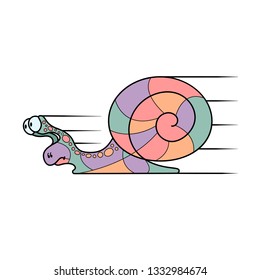 Dynamic ornament or print cartoon turtle in a modern graphic style.