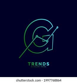 dynamic outline letter G trends statistic vector logo design
