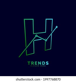 dynamic outline letter H trends statistic vector logo design