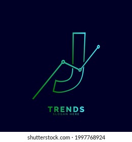 dynamic outline letter J trends statistic vector logo design