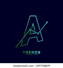 dynamic outline letter A trends statistic vector logo design