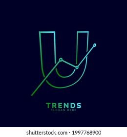 dynamic outline letter U trends statistic vector logo design