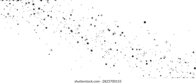 Dynamic overlay of minuscule dark specks and stellar shapes scattered dynamically across a bright canvas. Ideal for celebratory graphics or festive event branding.