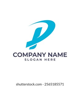 Dynamic "P" logo with a bold, curved design. The blue color suggests speed, energy, and water. This logo conveys a sense of movement, innovation, and forward momentum