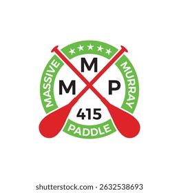 Dynamic Paddle logo featuring crossed paddles with bold lines, perfect for kayaking clubs, water sports brands, and outdoor adventure companies symbolizing teamwork, energy, and nature.
