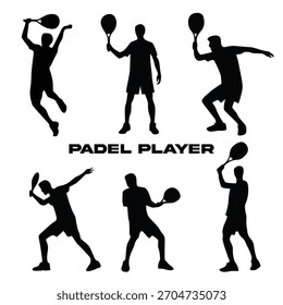 Juego de siluetas de jugador de pádel dinámico para diseño deportivo