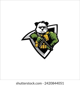 Dynamisches Panda Mascot Logo: Modernes Vektordesign für Sport, Esport Team, Badge, Emblem, T-Shirt-Druck-Panda-Maskottenteam, Logo-Design mit Meistercharakter für Spiel und Sport