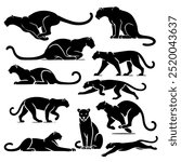 Dynamic panther Silhouette Set for Creative Projects