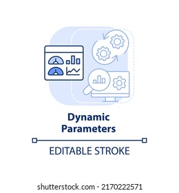 Dynamic parameters light blue concept icon. Advanced search engine optimization abstract idea thin line illustration. Isolated outline drawing. Editable stroke. Arial, Myriad Pro-Bold fonts used