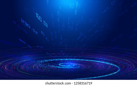 Dynamic particle and data construction network technology big data concept vector background