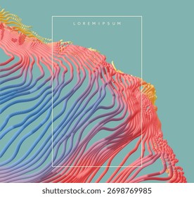 Dynamic particles. Abstract background. Grid. Illustration for brochure, poster, cover, presentation, flyer or banner.