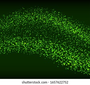 Partículas dinámicas. Flujo digital. Ola de humo. Banner tecnológico. Puntos brillantes. Ilustración vectorial.