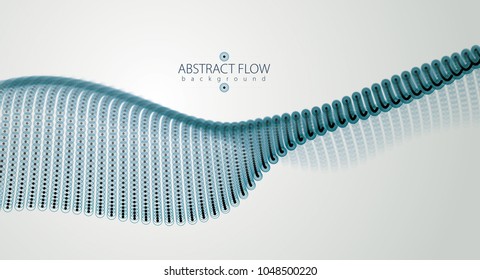 Dynamic particles sound wave flowing. Blurred dots and circles vector abstract background. Beautiful wave shaped array of glowing dots.