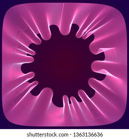 Dynamic particles sound wave flowing frame. Dotted curves vector abstract background. Beautiful 3d wave shaped array of blended points.