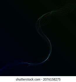 Dynamic particles sound wave flowing. Dotted curves vector abstract background. Beautiful 3d wave shaped array of blended points.