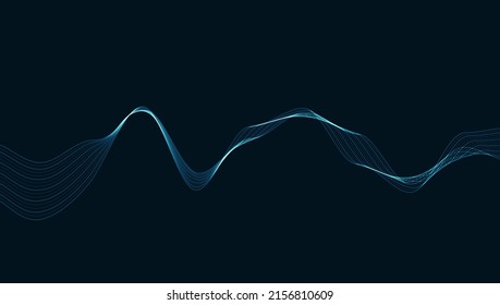 Dynamic particles sound wave flowing. Sound wave background. 