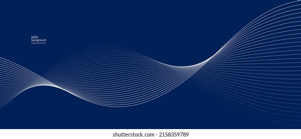 Dynamic particles sound wave flowing over dark. Blurred lights vector abstract background. Beautiful wave shaped array of glowing dots