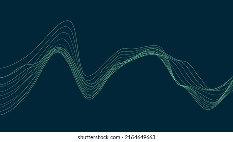 Dynamic particles sound wave flowing. Sound wave background. 