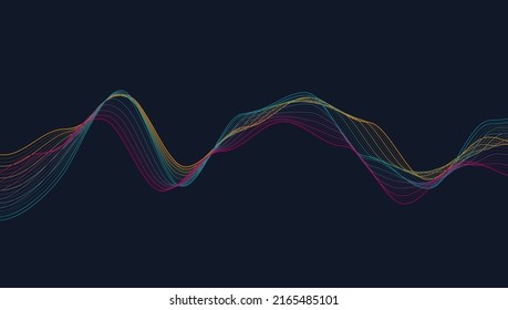 Dynamic particles sound wave flowing. Sound wave background. 