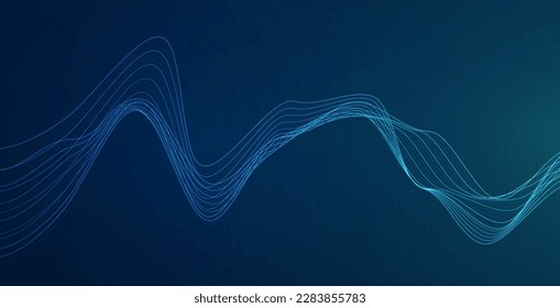 Dynamic particles sound wave flowing. Sound wave background. 