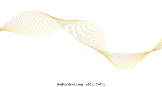 Dynamic particles sound wave flowing over dark. Blurred lights vector abstract background. Beautiful wave shaped array of glowing dots.