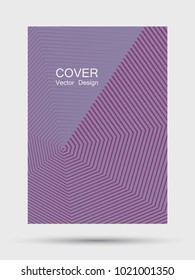 Dynamic party flyer design with violet hipster digital pattern. Business annual report cover trendy background. Halftone texture lines gradient cover. Corporate report or party poster template