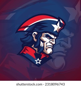 Dynamic Patriot Mascot: Illustrierte Abzeichen und Embleme für Gaming-Teams