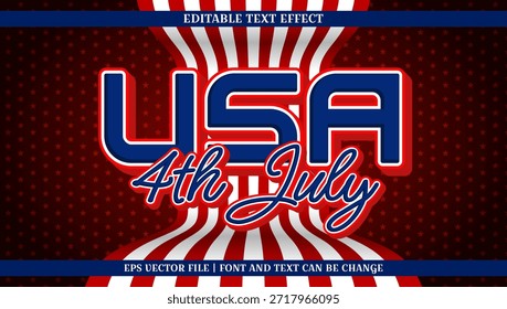 Dynamic Patriotic Celebration Vector Graphic Design with Editable Text Effect; Vibrant United States Independence Day Themed Typography Art
