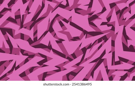 Dynamic pattern of jagged, angular shapes in varying shades of pink and purple, creating a vibrant and energetic abstract design.