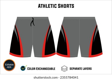 Dynamic Performance Ready Latest Sports Wear Athletic Shorts Vector Design for Fitness Focused Athletes with Customizable Modifiable editable Adjustable  Edit Friendly Versatile illustration 