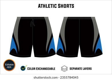 Dynamic Performance Ready Latest Sports Wear Athletic Shorts Vector Design for Fitness Focused Athletes with Customizable Modifiable editable Adjustable  Edit Friendly Versatile illustration 