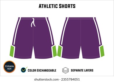 Dynamic Performance Ready Latest Sports Wear Athletic Shorts Vector Design for Fitness Focused Athletes with Customizable Modifiable editable Adjustable  Edit Friendly Versatile illustration 