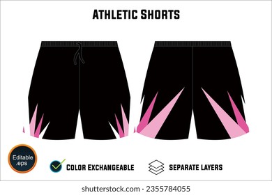 Dynamic Performance Ready Latest Sports Wear Athletic Shorts Vector Design for Fitness Focused Athletes with Customizable Modifiable editable Adjustable  Edit Friendly Versatile illustration 