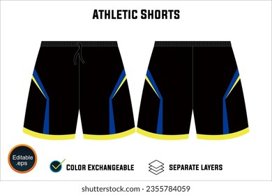 Dynamic Performance Ready Latest Sports Wear Athletic Shorts Vector Design for Fitness Focused Athletes with Customizable Modifiable editable Adjustable  Edit Friendly Versatile illustration 