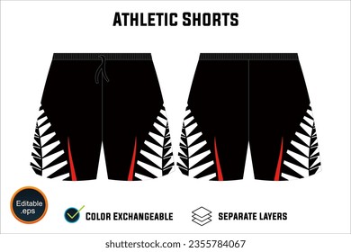 Dynamic Performance Ready Latest Sports Wear Athletic Shorts Vector Design for Fitness Focused Athletes with Customizable Modifiable editable Adjustable  Edit Friendly Versatile illustration 