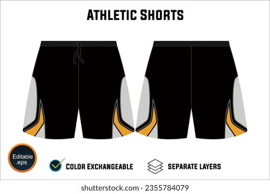 Dynamic Performance Ready Latest Sports Wear Athletic Shorts Vector Design for Fitness Focused Athletes with Customizable Modifiable editable Adjustable  Edit Friendly Versatile illustration 