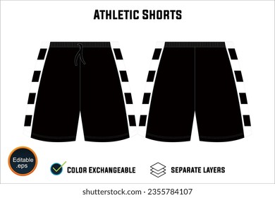 Dynamic Performance Ready Latest Sports Wear Athletic Shorts Vector Design for Fitness Focused Athletes with Customizable Modifiable editable Adjustable  Edit Friendly Versatile illustration 