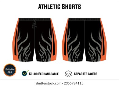 Dynamic Performance Ready Latest Sports Wear Athletic Shorts Vector Design for Fitness Focused Athletes with Customizable Modifiable editable Adjustable  Edit Friendly Versatile illustration 