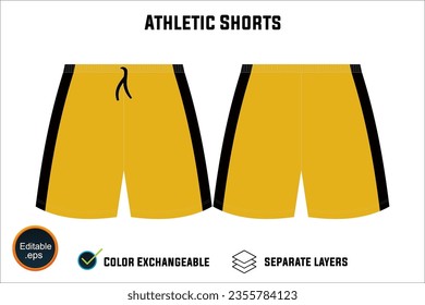 Dynamic Performance Ready Latest Sports Wear Athletic Shorts Vector Design for Fitness Focused Athletes with Customizable Modifiable editable Adjustable  Edit Friendly Versatile illustration 