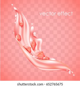 Dynamic pink aqua element with fruit slices, special editable effect for design in vector EPS10 illustration.