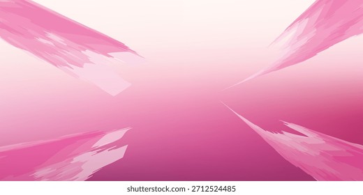 Las pinceladas rosas dinámicas crean una sensación de movimiento contra un degradado de rosa suave a blanco.