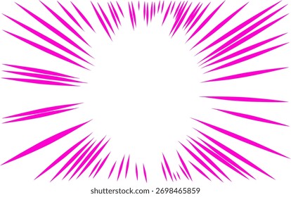 As linhas dinâmicas de velocidade rosa explodem a partir do centro, criando um fundo enérgico em estilo cômico ideal para desenhos de mangá, anime ou pop art.
