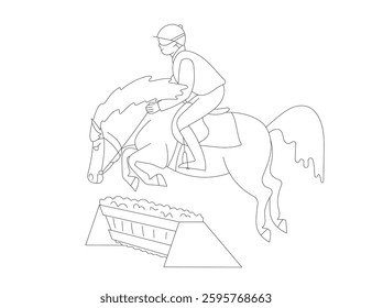 Dynamic pony jump, line art adventure
