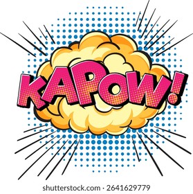 Dynamic pop art style explosion with vibrant colors and bold typography. Classic comic book aesthetic with halftone dots