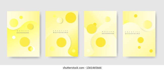 Dynamic poster set with fluid shapes, dynamic 3D shapes on light yellow background. ideal for party, banner, cover, print, promotion, sale, greeting, ad, web, page, header, landing, social media.
