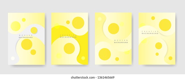 Dynamic poster set with fluid shapes, dynamic 3D shapes on light yellow background. ideal for party, banner, cover, print, promotion, sale, greeting, ad, web, page, header, landing, social media.
